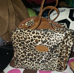 Lancome zip up makeup bag with double brown straps